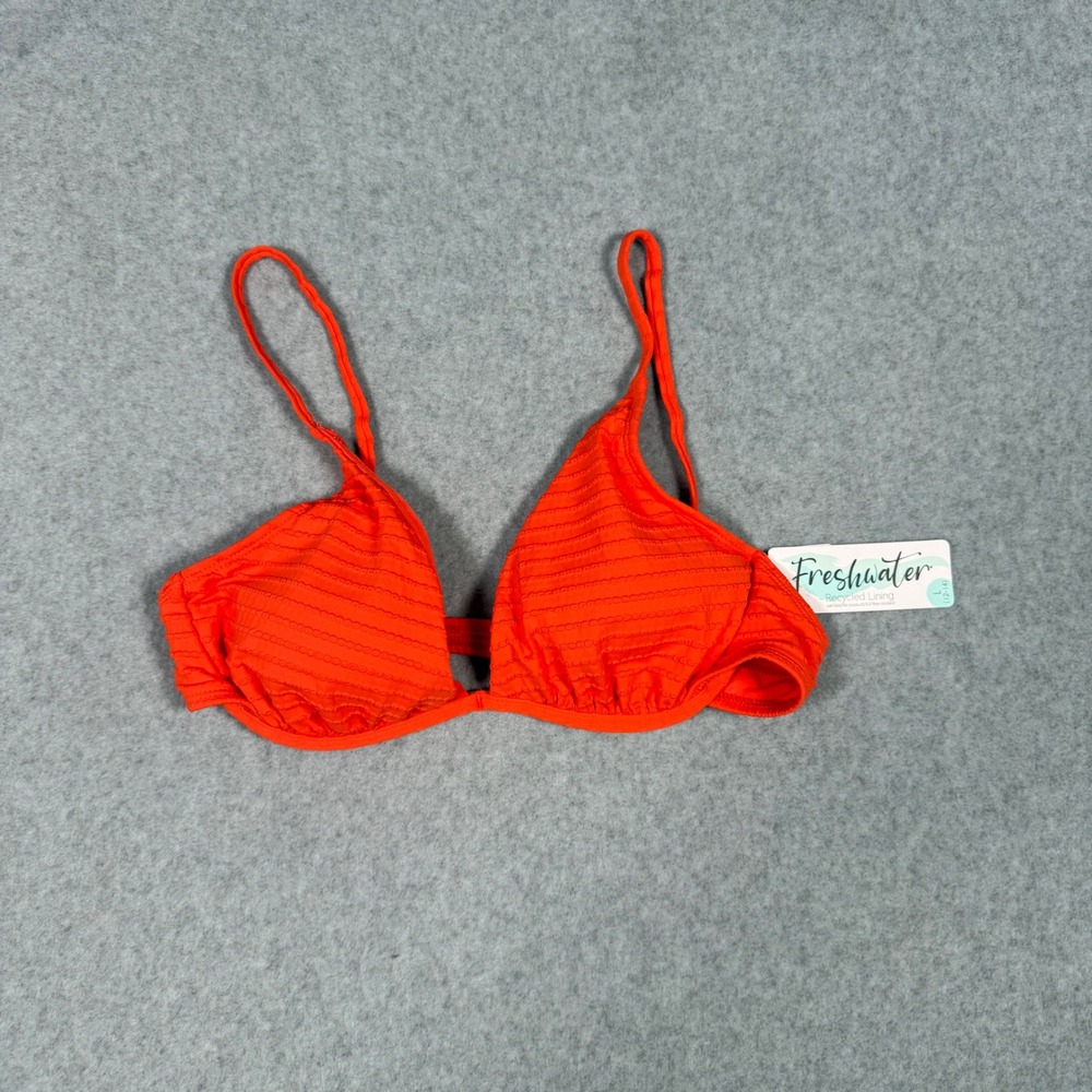 Freshwater Solarflare Orange Underwire Ribbed Bikini Top Beach Womens Large